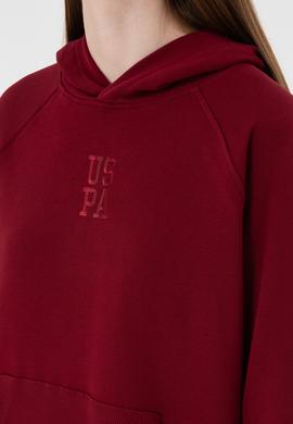 Kadın Bordo Yırtmaçlı Kapüşonlu Sweatshırt - 50313611052