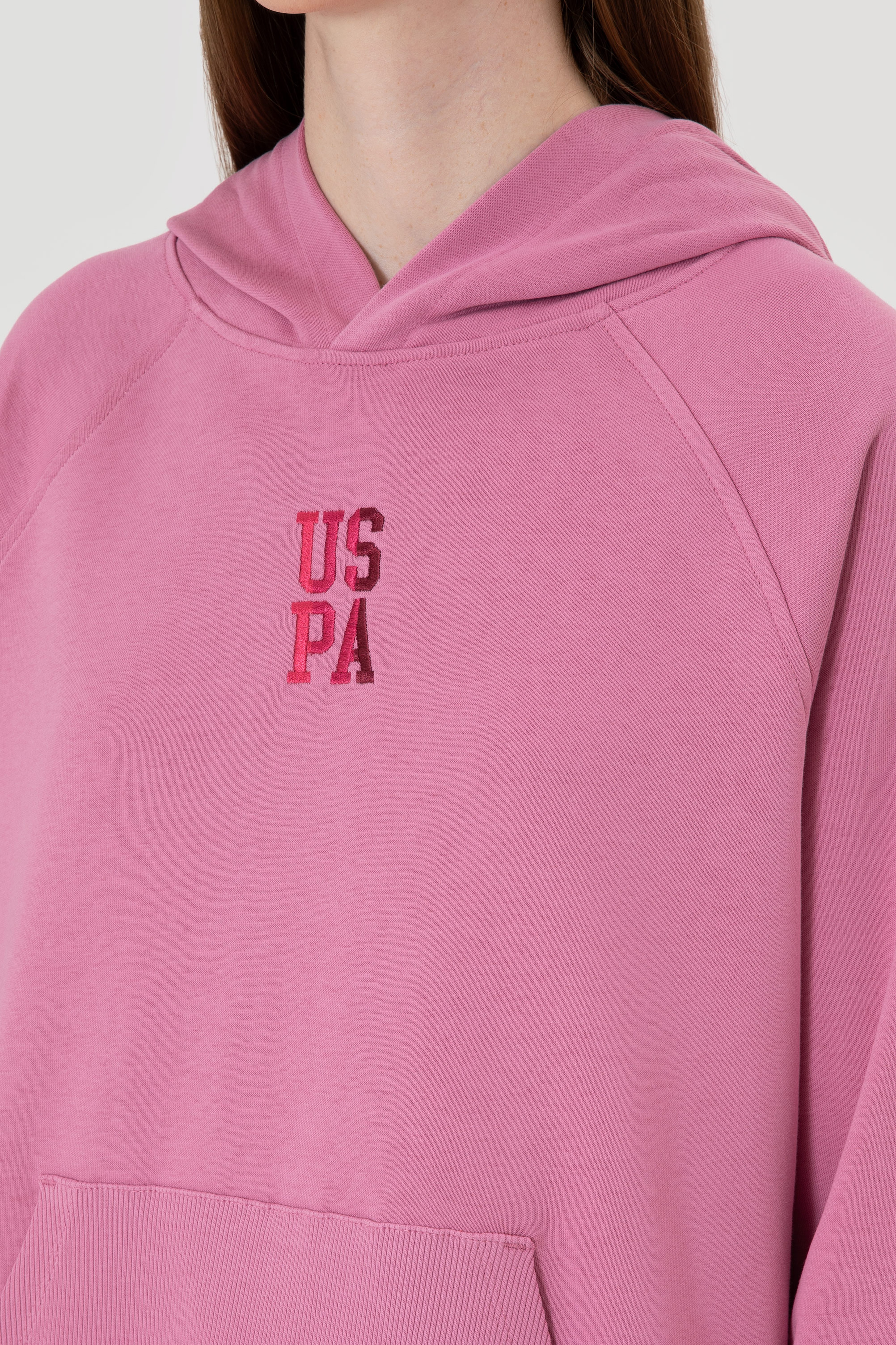 Kadın Koyu Pembe Yırtmaçlı Kapüşonlu Sweatshırt