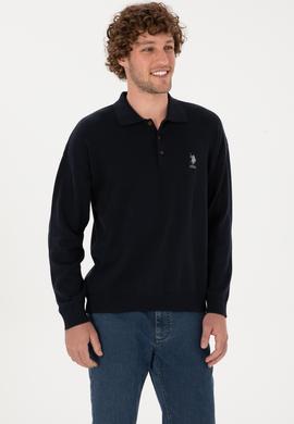 Erkek Comfort Fit Polo Yaka Lacivert Basic Kazak - 50313660044