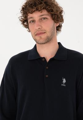 Erkek Comfort Fit Polo Yaka Lacivert Basic Kazak - 50313660044