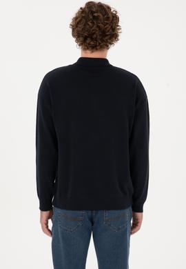 Erkek Comfort Fit Polo Yaka Lacivert Basic Kazak - 50313660044