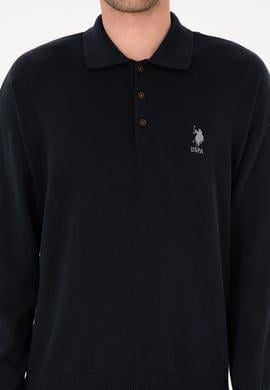 Erkek Comfort Fit Polo Yaka Lacivert Basic Kazak - 50313660044