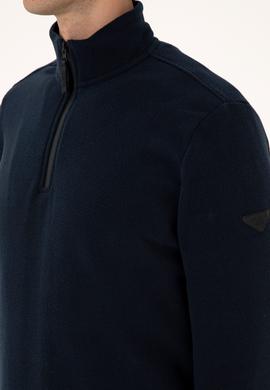 Erkek Regular Fit Lacivert Polar Yarım Fermuarlı Basic Sweatshirt - 50313777026