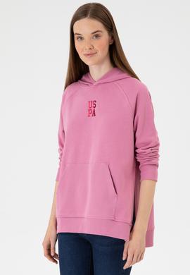 Kadın Koyu Pembe Yırtmaçlı Kapüşonlu Sweatshırt - 50313611007