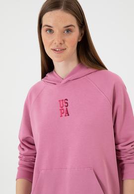 Kadın Koyu Pembe Yırtmaçlı Kapüşonlu Sweatshırt - 50313611007