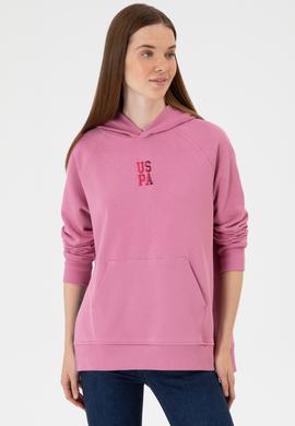 Kadın Koyu Pembe Yırtmaçlı Kapüşonlu Sweatshırt - 50313611007