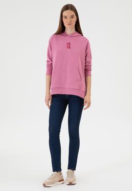 Kadın Koyu Pembe Yırtmaçlı Kapüşonlu Sweatshırt - 50313611007