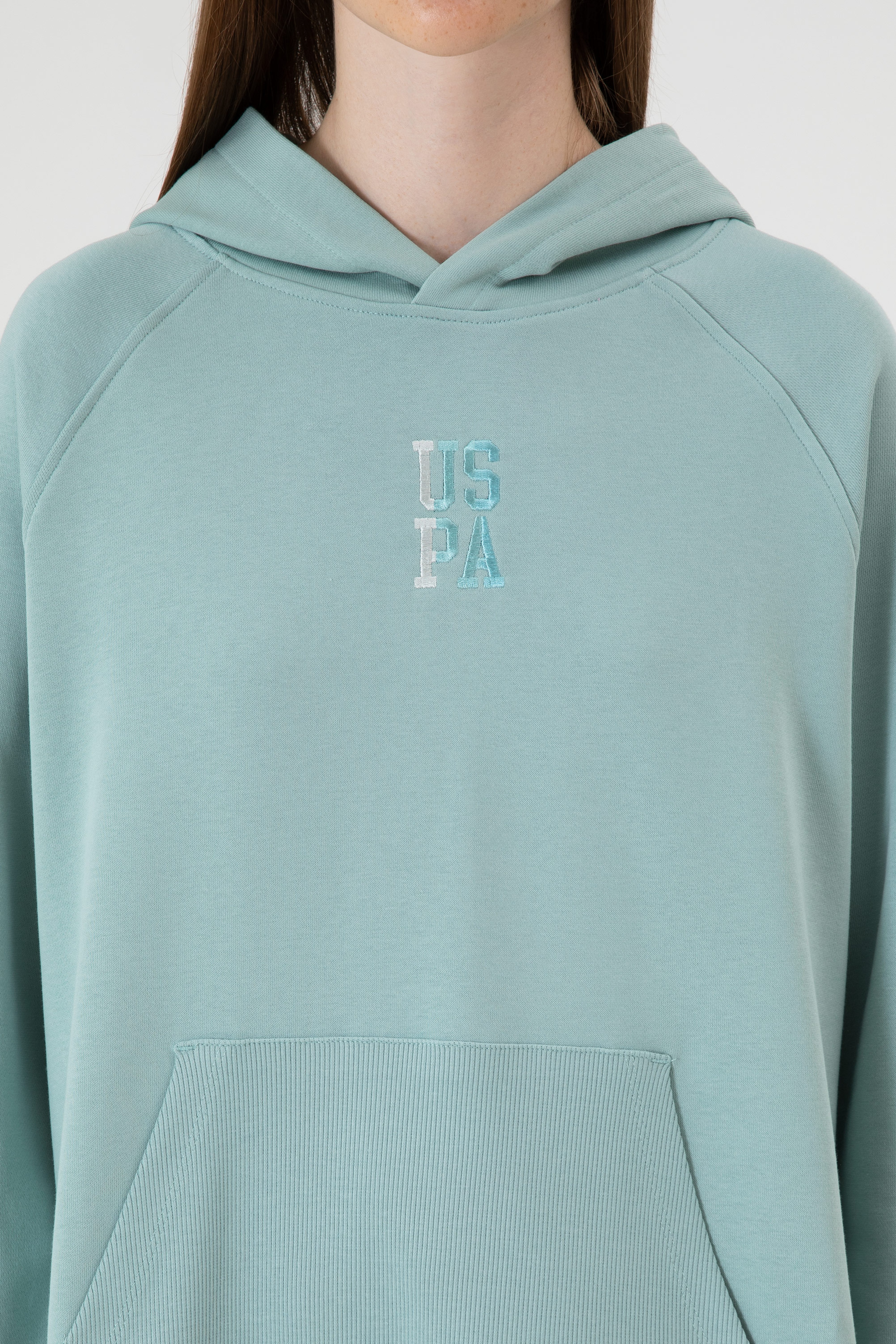 Kadın Mint Yırtmaçlı Kapüşonlu Sweatshırt - Image 6