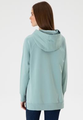 Kadın Mint Yırtmaçlı Kapüşonlu Sweatshırt - 50313611046