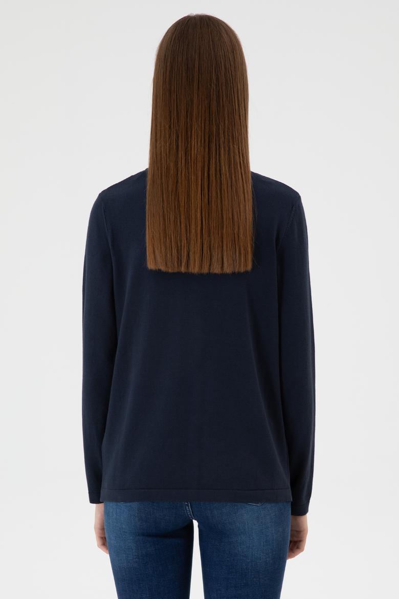 Kadın Lacivert Basic Triko Hırka - 50313624040