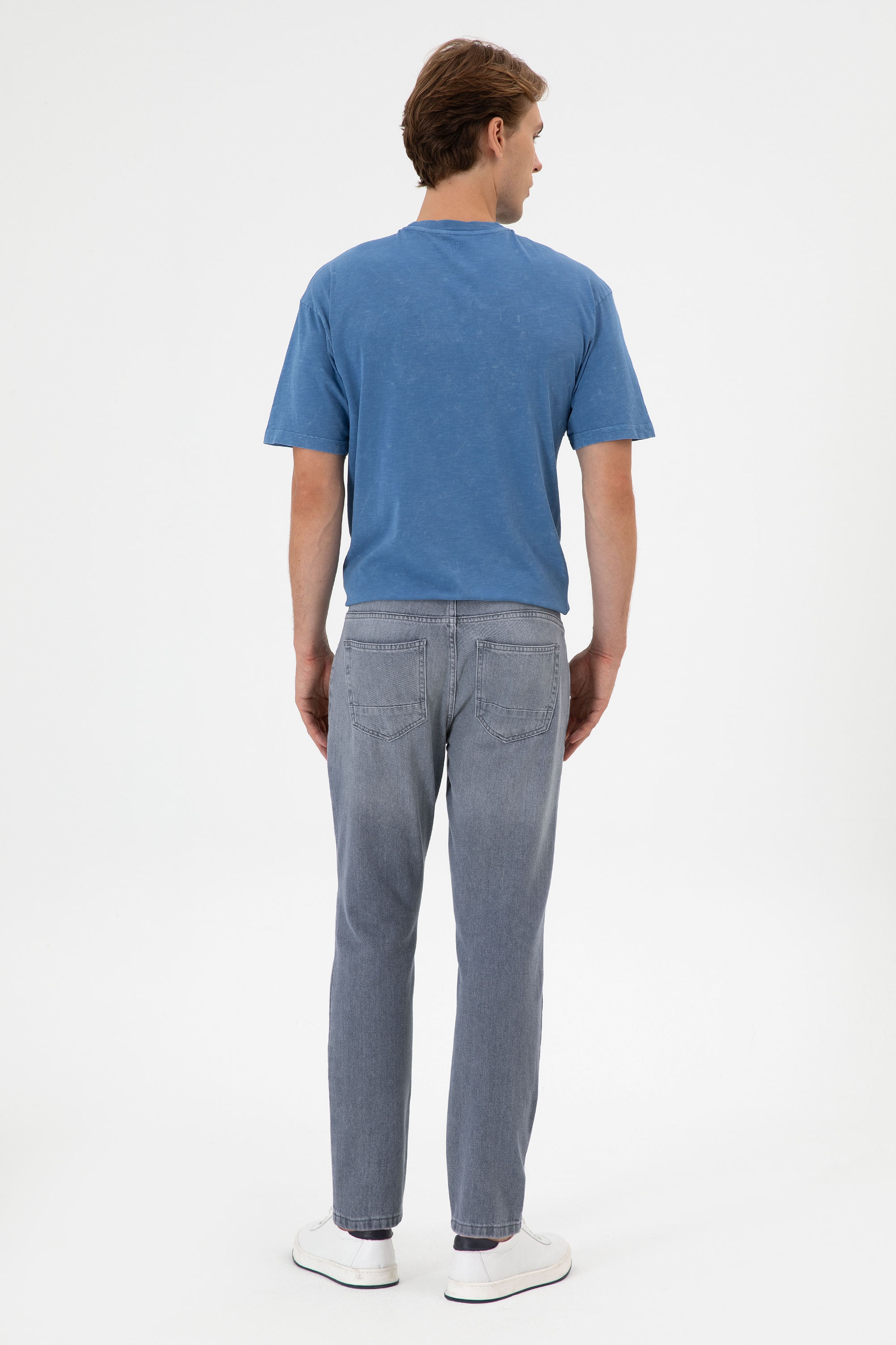 Erkek Gri Tapered Fit Jean Pantolon