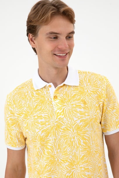 Erkek Regular Fit Polo Yaka Sarı Tişört