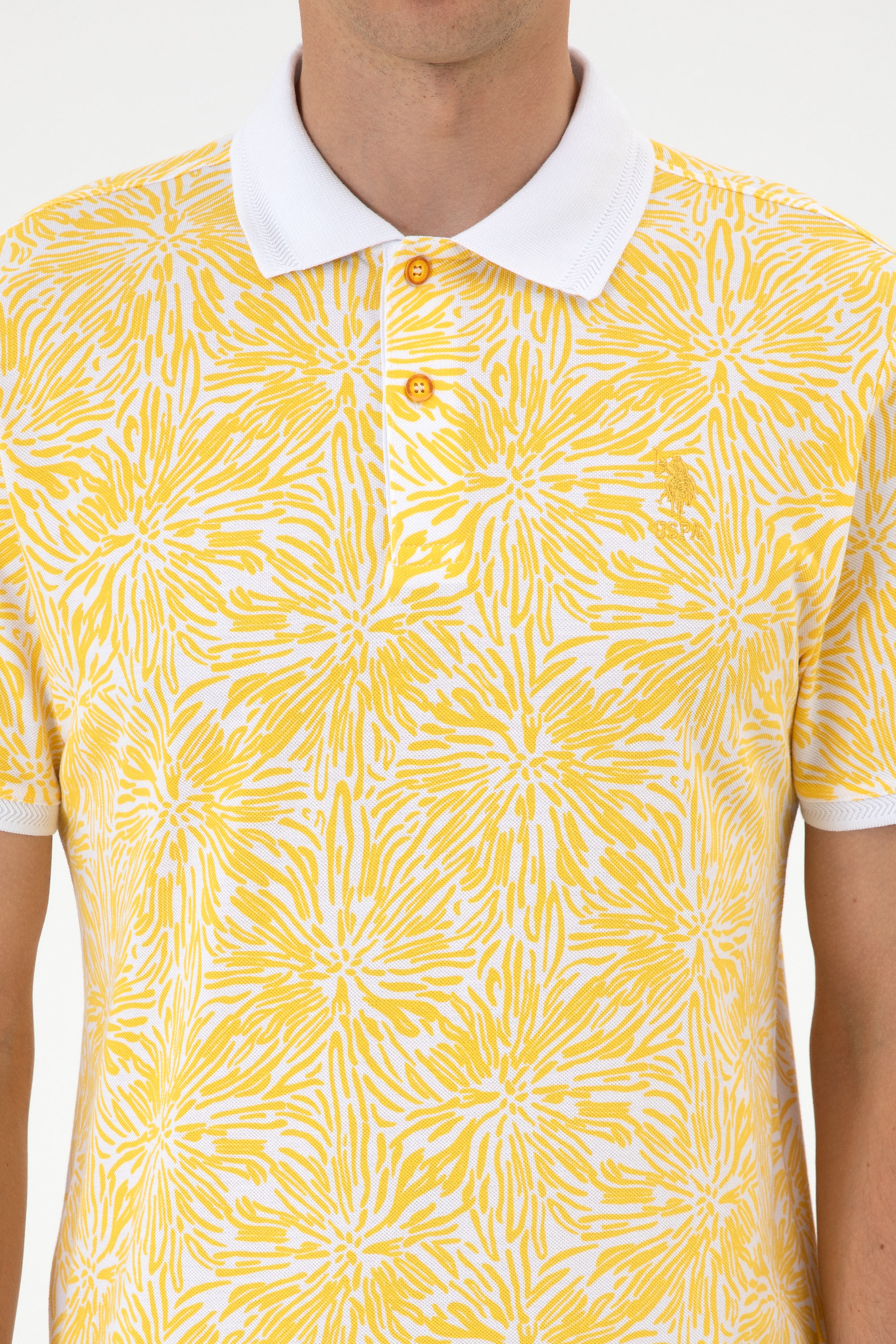 Erkek Regular Fit Polo Yaka Sarı Tişört - Image 6