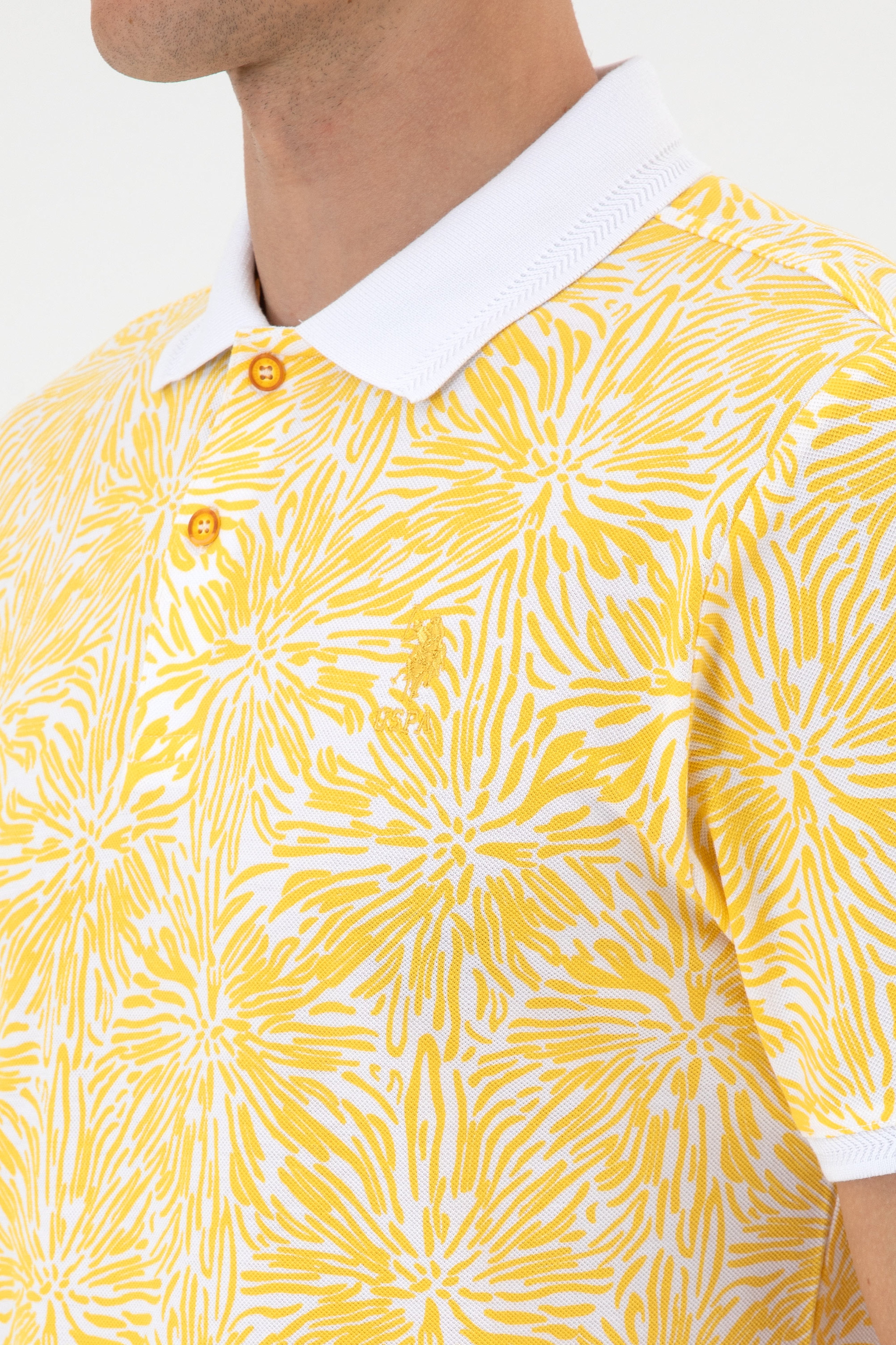 Erkek Regular Fit Polo Yaka Sarı Tişört