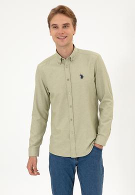 Erkek Açık Haki Uzun Kollu Basic Gömlek - 50316723078