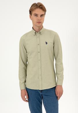 Erkek Açık Haki Uzun Kollu Basic Gömlek - 50316723078