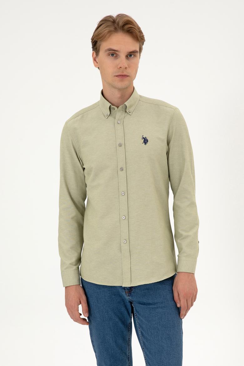 Erkek Açık Haki Uzun Kollu Basic Gömlek - 50316723078