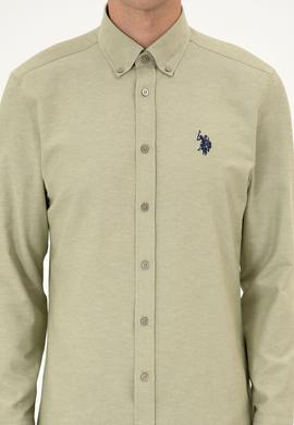 Erkek Açık Haki Uzun Kollu Basic Gömlek - 50316723078