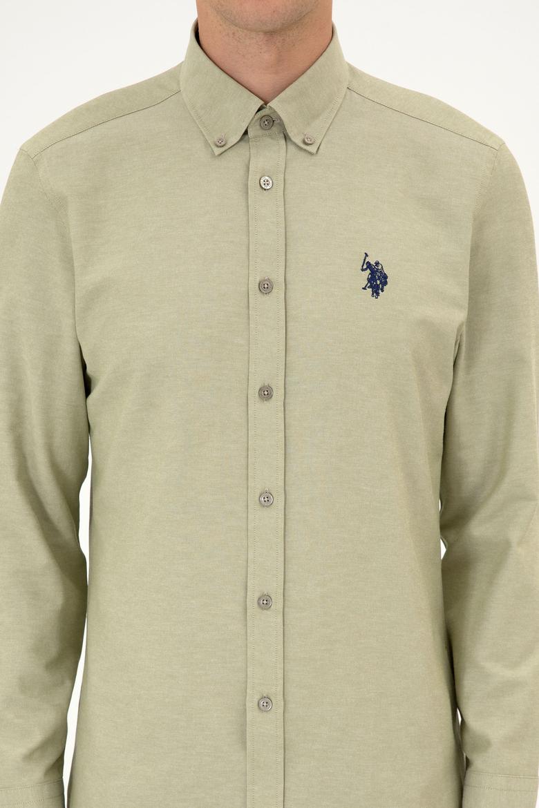 Erkek Açık Haki Uzun Kollu Basic Gömlek - 50316723078