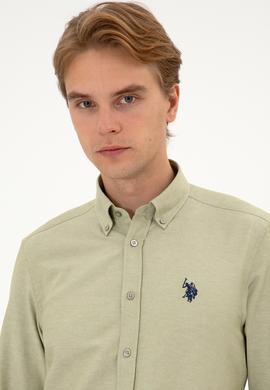 Erkek Açık Haki Uzun Kollu Basic Gömlek - 50316723078