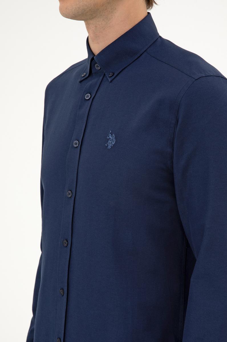 Erkek Lacivert Uzun Kollu Basic Gömlek