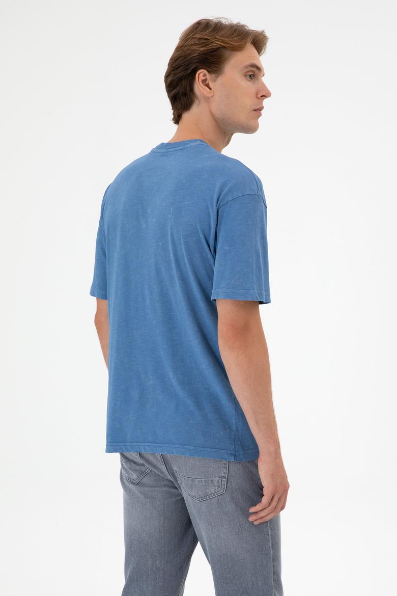 Erkek İndigo Tişört - 50300228028