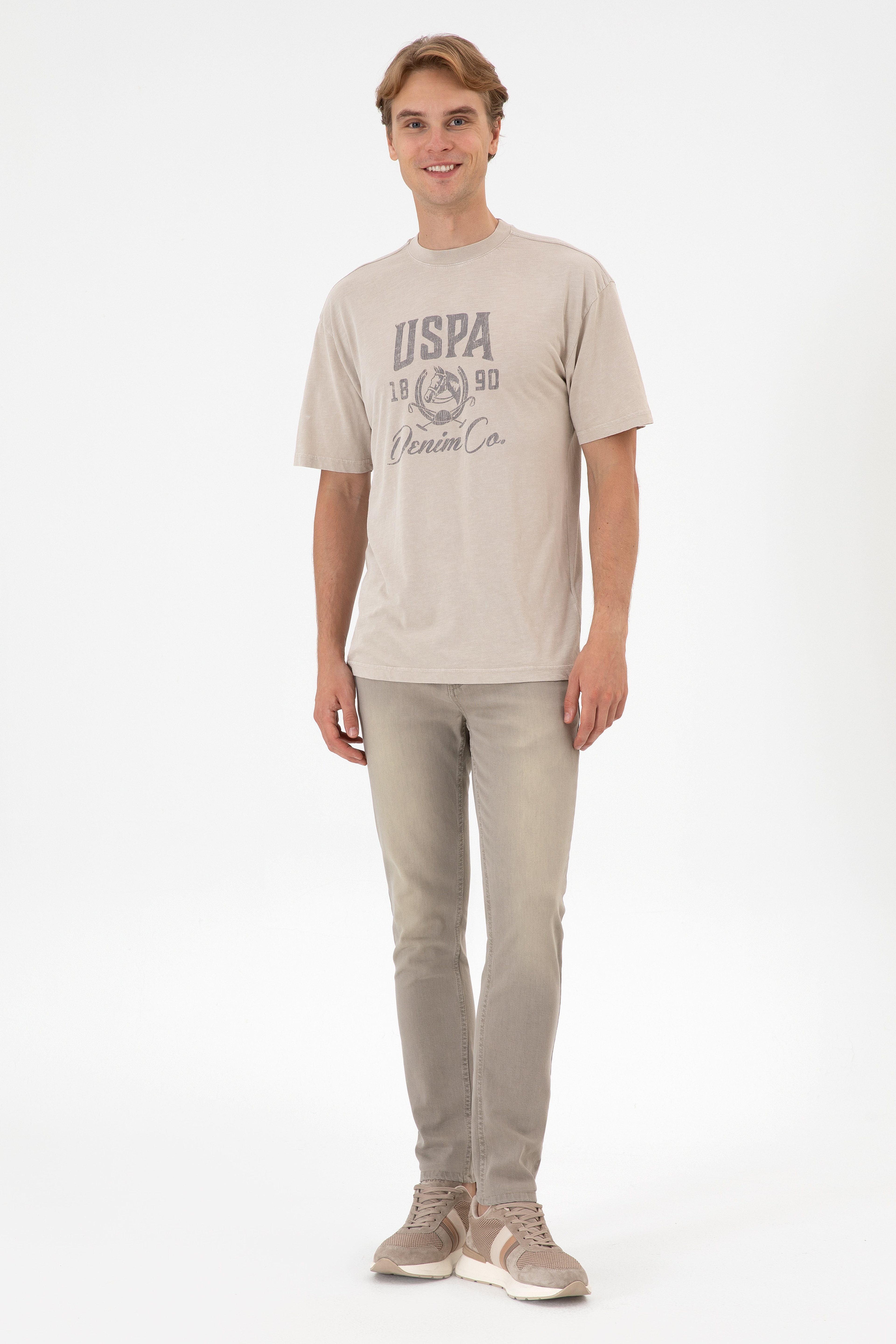 Erkek Comfort Fit Bisiklet Yaka Taş Tişört - Image 4