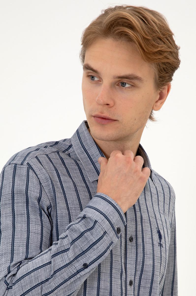 Erkek Lacivert Uzun Kollu Gömlek