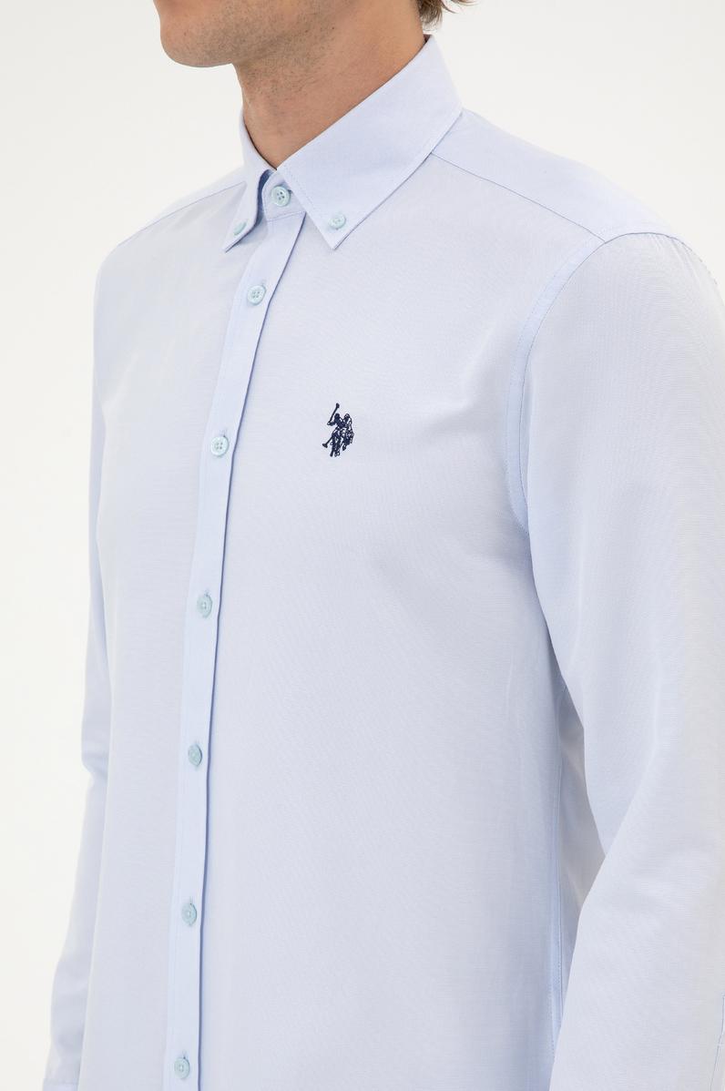 Erkek Açık Mavi Uzun Kollu Basic Gömlek