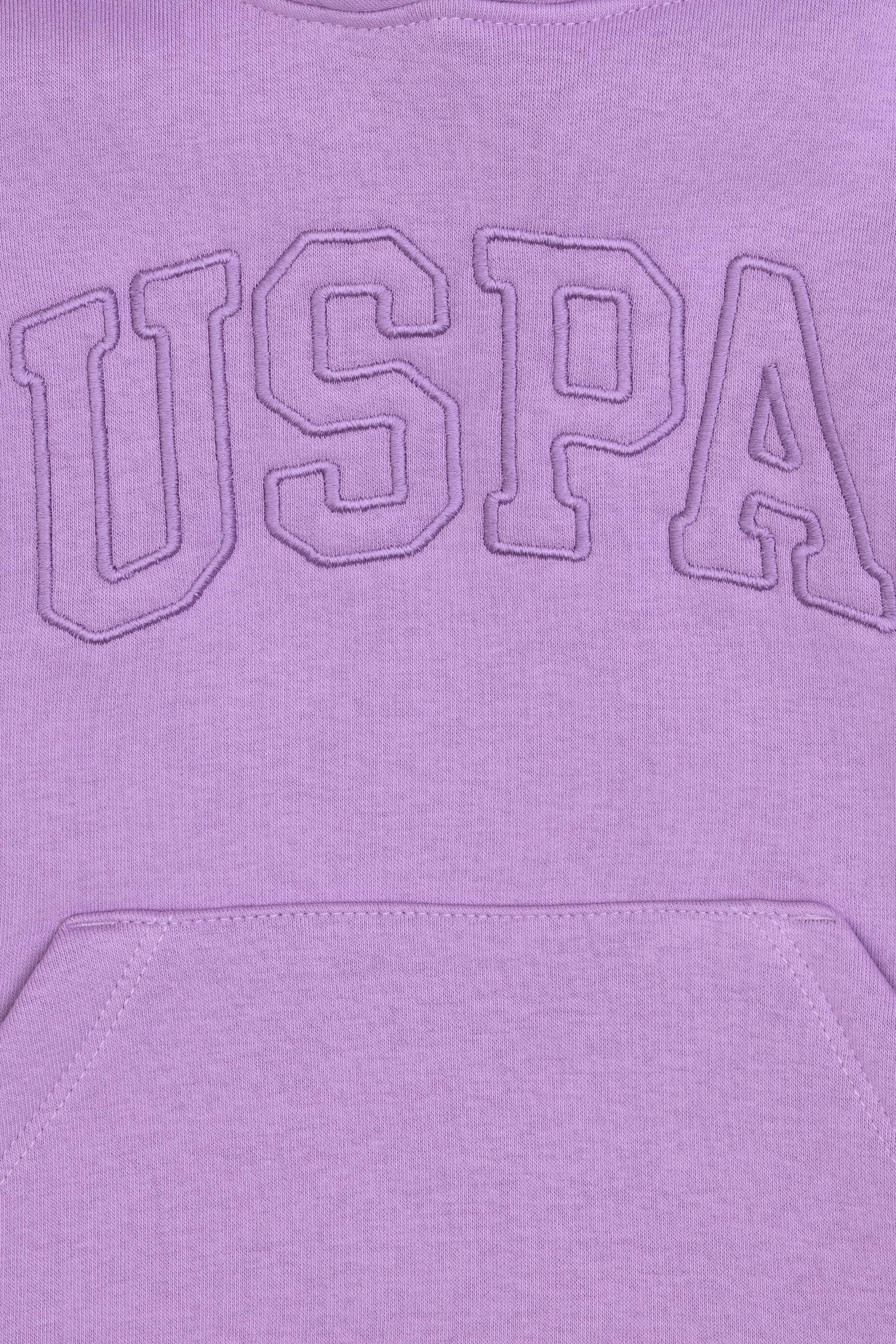 Kız Çocuk Lila Basic Kapüşonlu Şardonlu Basic Sweatshirt