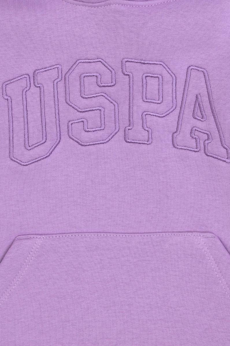 Kız Çocuk Lila Basic Kapüşonlu Şardonlu Basic Sweatshirt