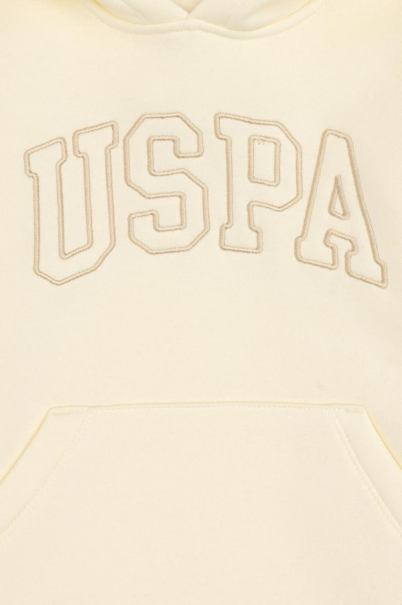 Kız Çocuk Krem Kapüşonlu Şardonlu Basic Sweatshirt