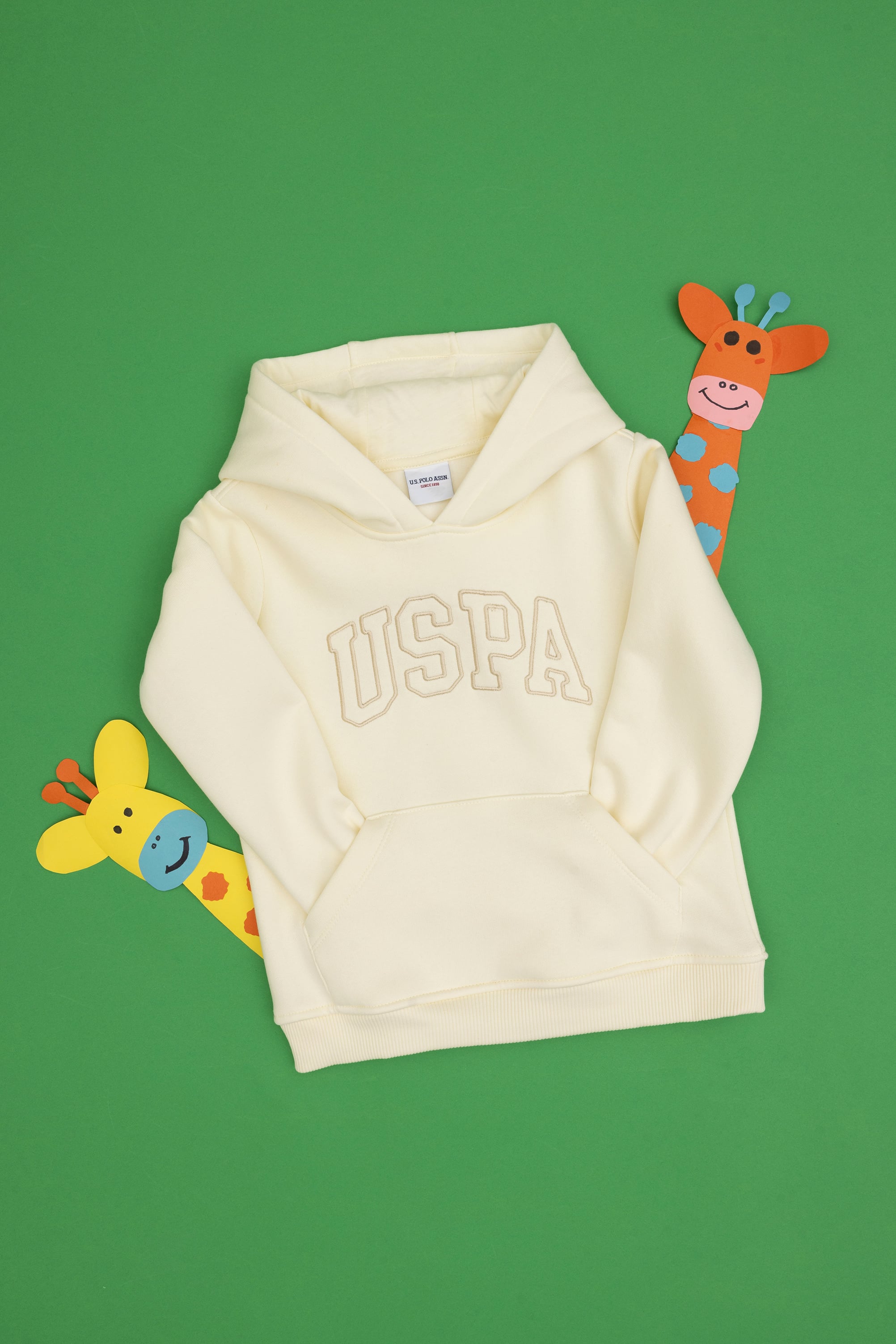 Kız Çocuk Krem Kapüşonlu Şardonlu Basic Sweatshirt