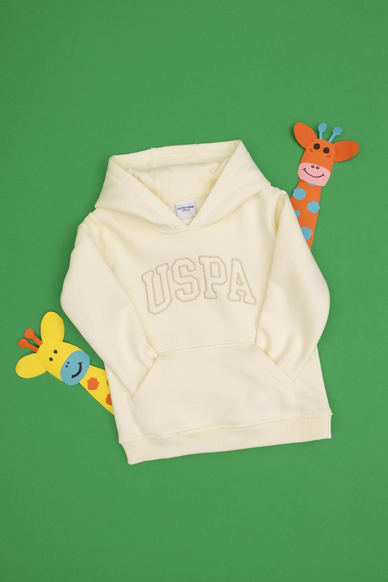 Kız Çocuk Krem Kapüşonlu Şardonlu Basic Sweatshirt - 50314311055