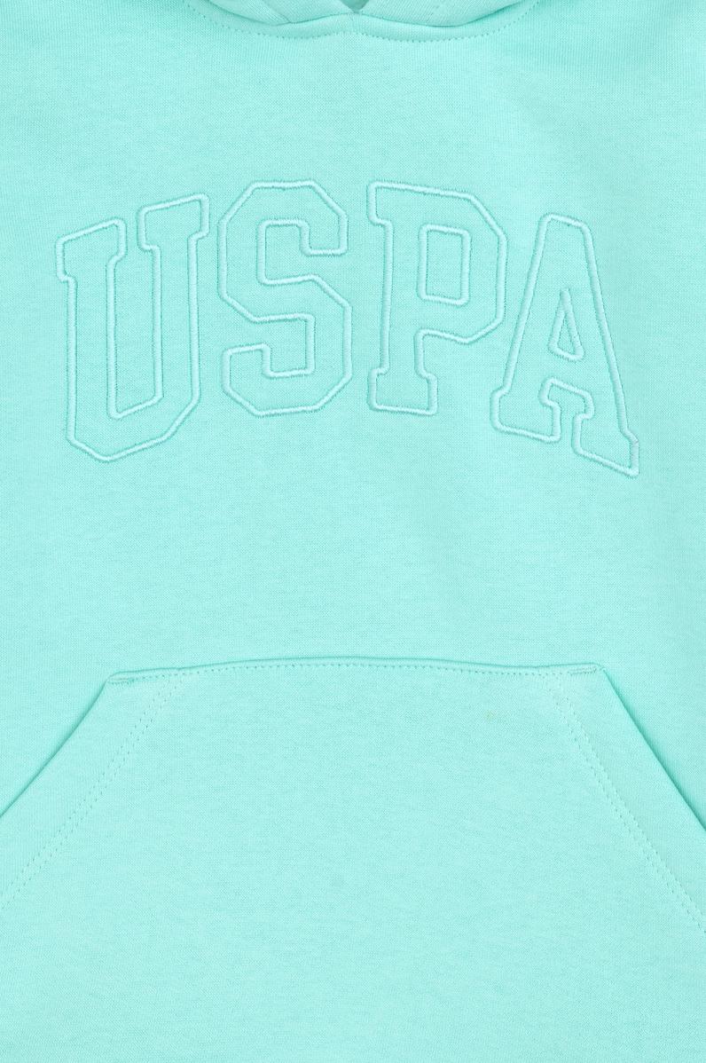 Kız Çocuk Mint Kapüşonlu Şardonlu Basic Sweatshirt