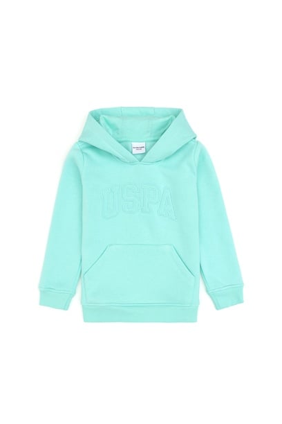 Kız Çocuk Mint Kapüşonlu Şardonlu Basic Sweatshirt