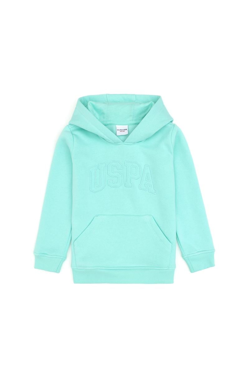 Kız Çocuk Mint Kapüşonlu Şardonlu Basic Sweatshirt