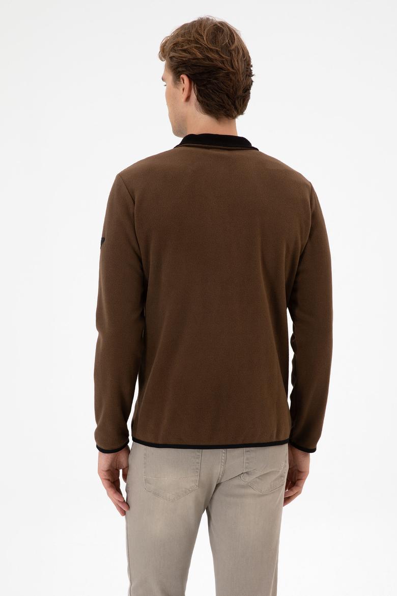 Erkek Regular Fit Kahverengi Polar Örme Hırka - 50313779086