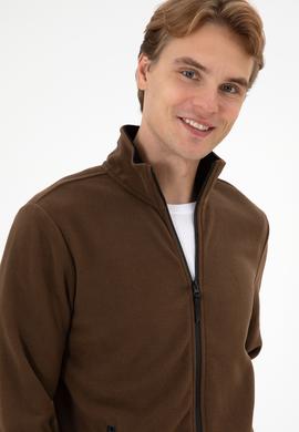 Erkek Regular Fit Kahverengi Polar Örme Hırka - 50313779086