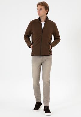 Erkek Regular Fit Kahverengi Polar Örme Hırka - 50313779086