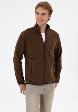 Erkek Regular Fit Kahverengi Polar Örme Hırka - 50313779086