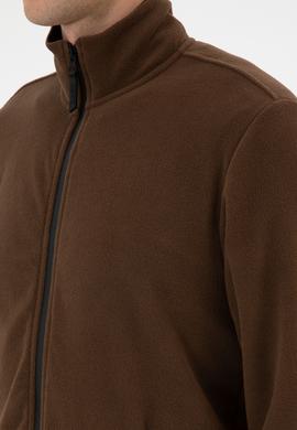 Erkek Regular Fit Kahverengi Polar Örme Hırka - 50313779086