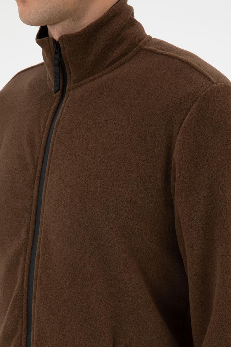 Erkek Regular Fit Kahverengi Polar Örme Hırka - 50313779086
