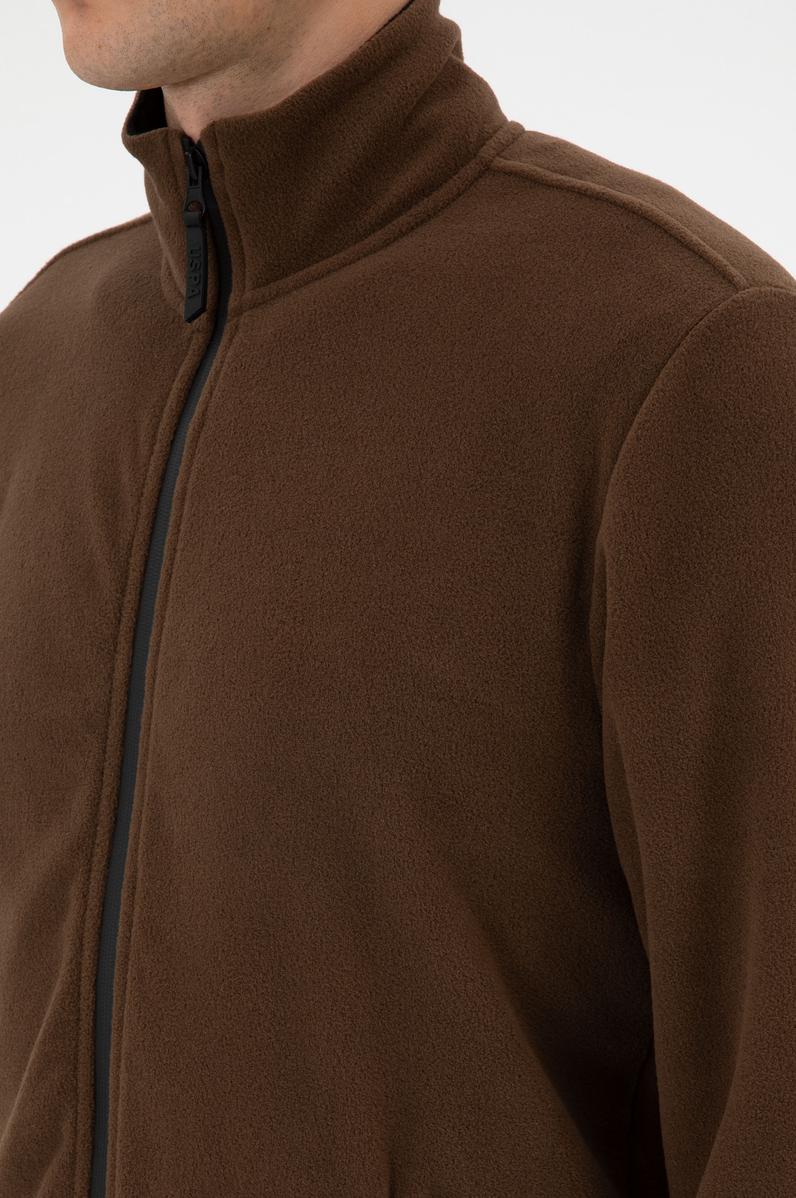 Erkek Regular Fit Kahverengi Polar Örme Hırka