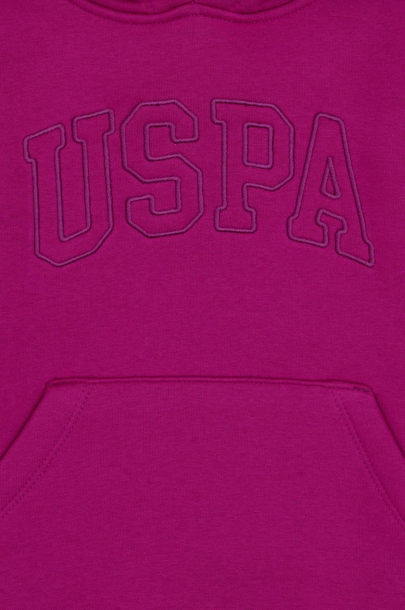 Kız Çocuk Fuşya Kapüşonlu Şardonlu Basic Sweatshirt