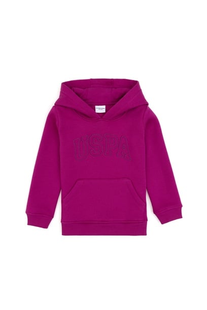 Kız Çocuk Fuşya Kapüşonlu Şardonlu Basic Sweatshirt