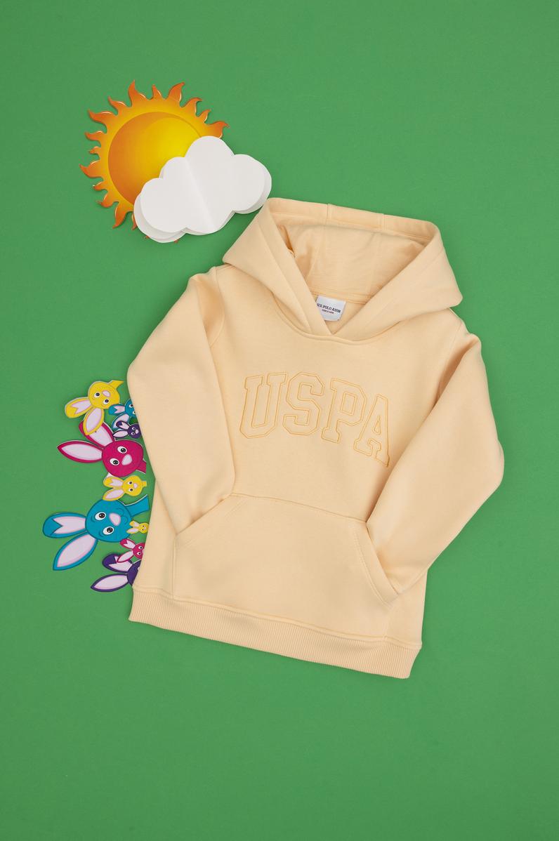 Kız Çocuk Kavun Kapüşonlu Şardonlu Basic Sweatshirt