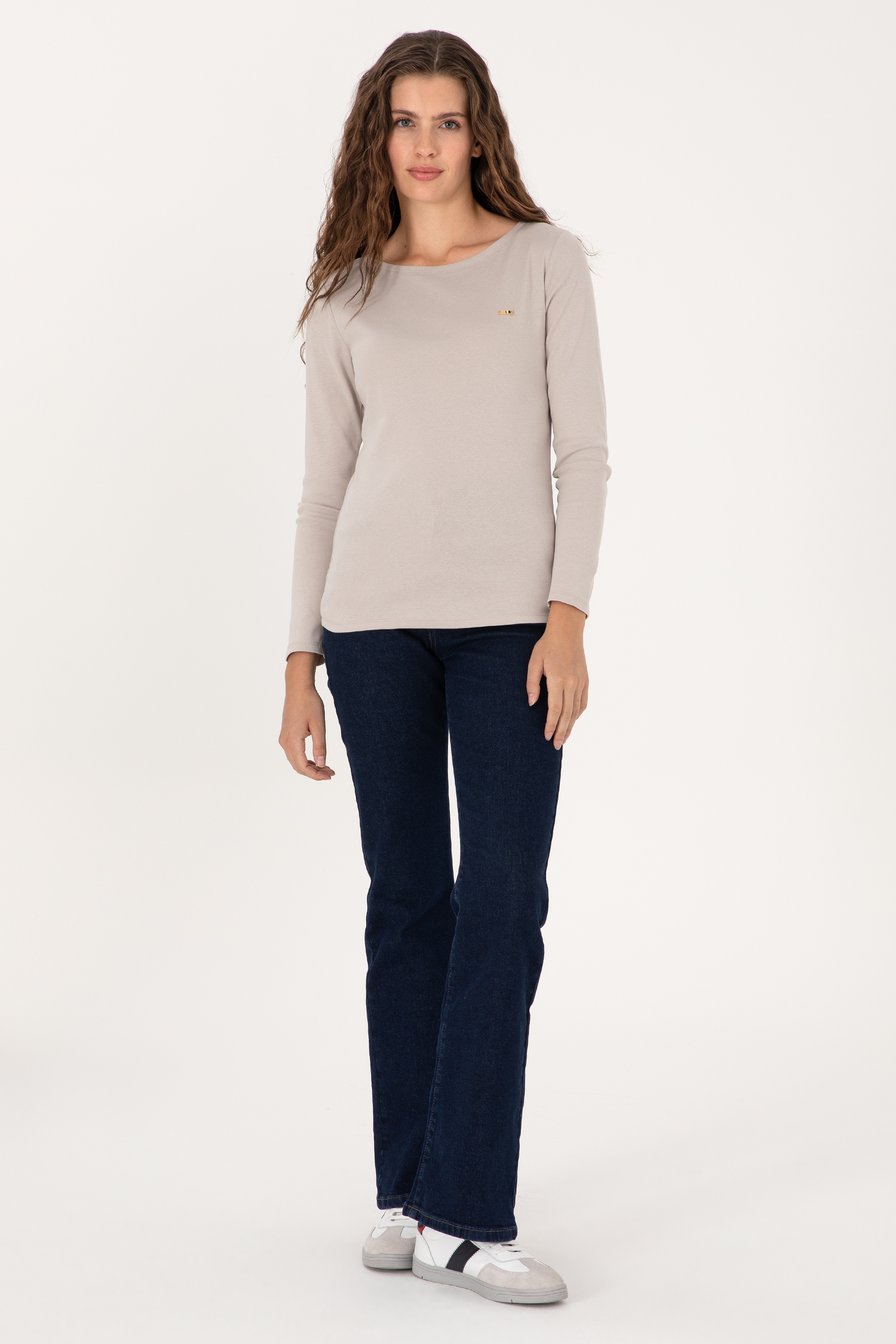 Kadın Taş Slim Bisiklet Yaka Basic Sweatshırt