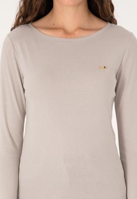 Kadın Taş Slim Bisiklet Yaka Basic Sweatshırt - 50315419048