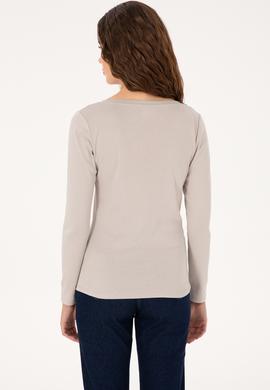 Kadın Taş Slim Bisiklet Yaka Basic Sweatshırt - 50315419048